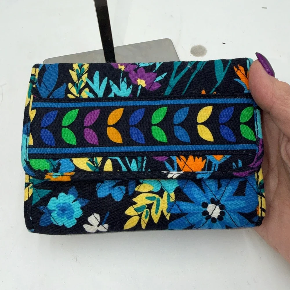 Vera Bradley Euro Wallet in the Midnight Blues pattern.